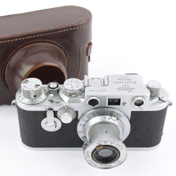 Leica IIIc mod. IIIF Selftimer Sharkskin w. Elmar 3.5/5cm NOTTESTED