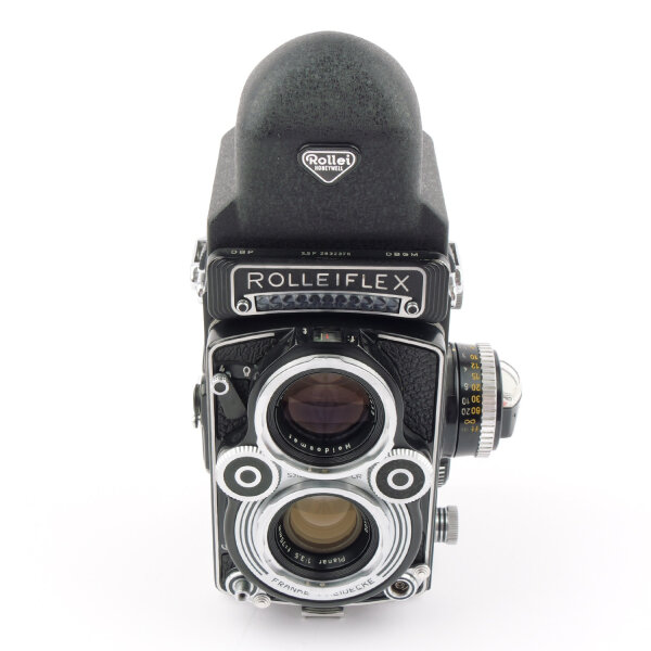 Rolleiflex 3.5F model 3 12/24 w. Planar 3.5/75 6-Element + Eye Level Prism Finder