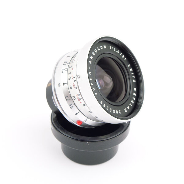 Leica Super-Angulon 3.4/21mm 11103 + 21mm Finder + 12501M Hood BOXED