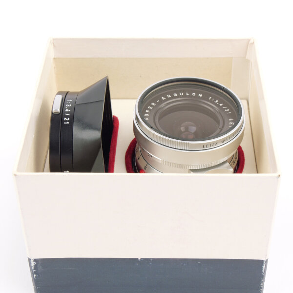 Leica Super-Angulon 3.4/21mm 11103 + 21mm Finder + 12501M Hood BOXED