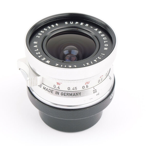 Leica Super-Angulon 3.4/21mm 11103 + 21mm Finder + 12501M Hood BOXED