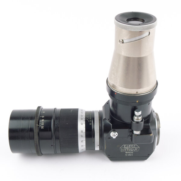 Leica Telyt 4.5/20cm M39 w. PLOOT Reflex Mirror Housing + LVFOO 5x Magnifier