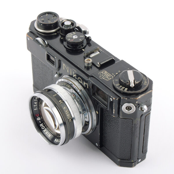 Nikon S2 Black Paint ``Black Dial``w. Nikkor S.C 1.4/5cm Black Chrome